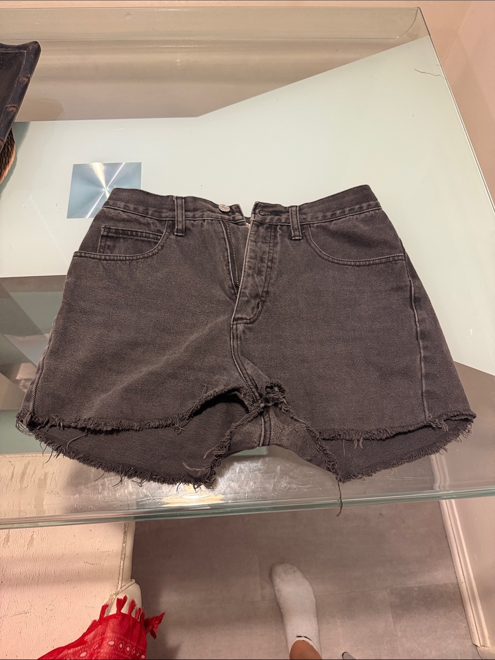 Guess Black Frayed Denim Cutoff Shorts